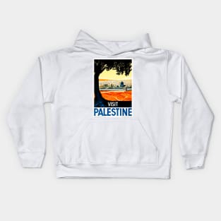 Vintage Travel Poster Visit Palestine Kids Hoodie